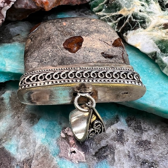 Genuine Coffee bean jasper slab pendant (A-1) - Picture 4 of 8